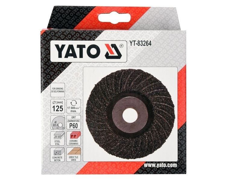 Диск шлифовальный YATO (дерево/металл/камень), 125 мм, Р60 фото