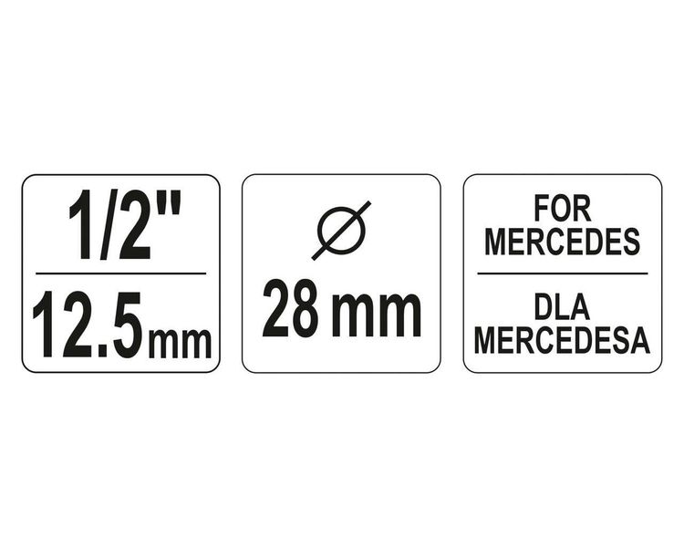 Насадка-ключ до форсункових камер двигунів MERCEDES YATO YT-12005, 1/2", Ø 28 мм, 58 мм фото