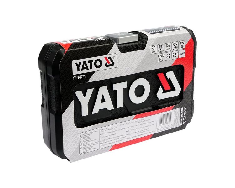 Набір головок та насадок YATO YT-14471, 1/4", М3.5-14 мм, 38 од. фото
