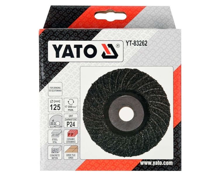 Диск шліфувальний для КШМ універсальний (дерево/метал/камінь) YATO YT-83262, 125 мм, Р24 фото