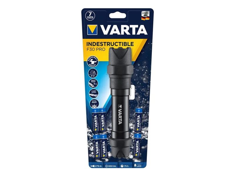 LED ліхтар протиударний водонепроникний 650 лм VARTA Indestructible F30 Pro, 6хАА фото