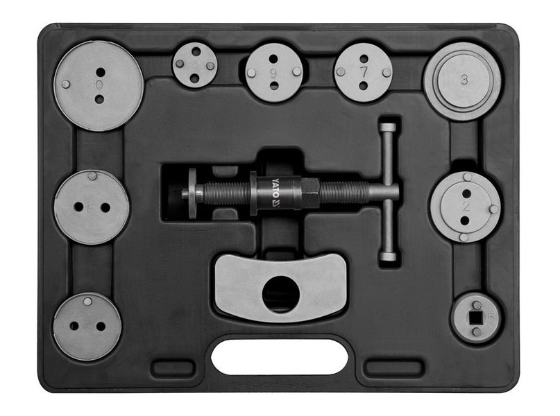 Набор инструментов для сжатия тормозных цилиндров YATO YT-0681, правый, 11 ед. фото