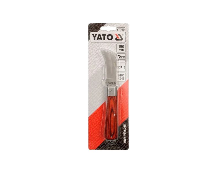 Нож электрика с выгнутым лезвием складной YATO YT-7601, лезвие 75 мм, 190 мм фото