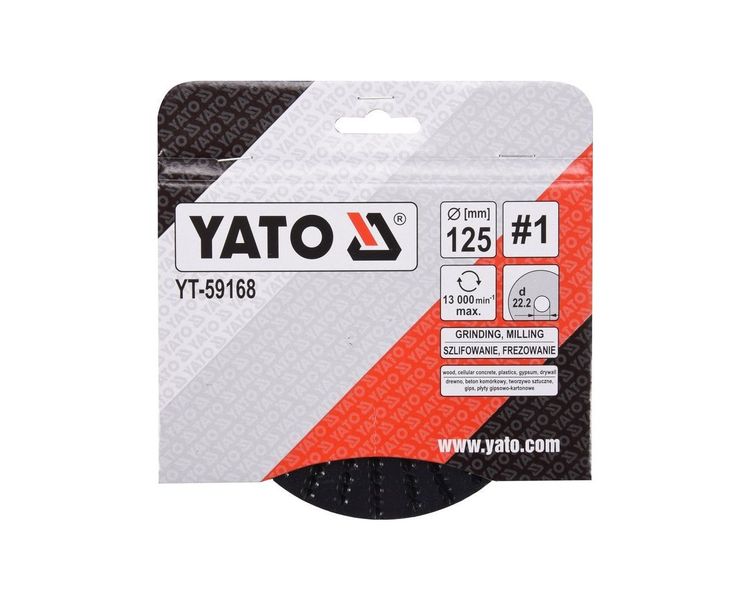 Диск-фреза по дереву для УШМ YATO YT-59168, 125х22.2 мм, шероховатость №1 фото