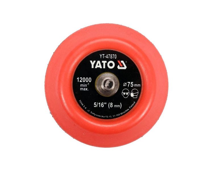 Диск с липучкой 75 мм для полировки YATO YT-47870, шпиндель 5/16 (8 мм), до 12000 об/мин фото
