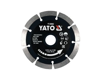 Диск по бетону алмазний 125 мм YATO YT-59962, 2.0×10 мм, 22.2 мм фото