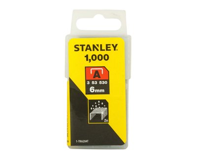 Скоби для степлера тип "A" STANLEY "Light Duty", висота 6 мм, 11.3х0.7 мм, 1000 шт фото