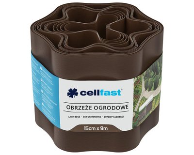 Стрічка бордюрна для газону Cellfast 30-012H, 150 мм х 9 м, коричнева фото