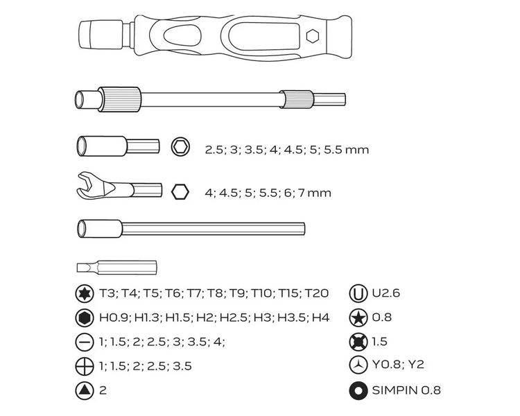 Набір точних насадок для ремонту смартфонів NEO TOOLS 06-111, 53 од. фото