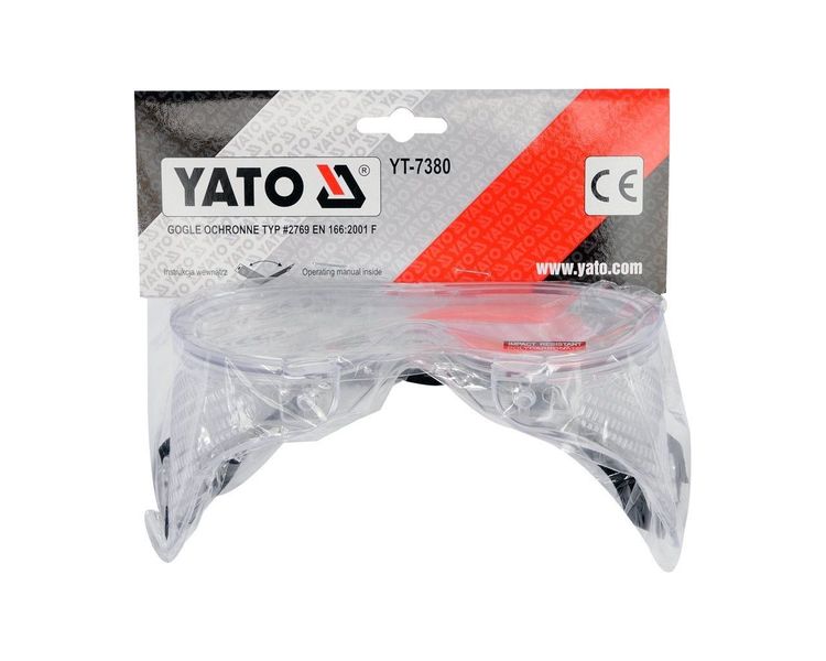Очки защитные закрытого типа YATO YT-7380, прозрачные, с эластичным пояском фото