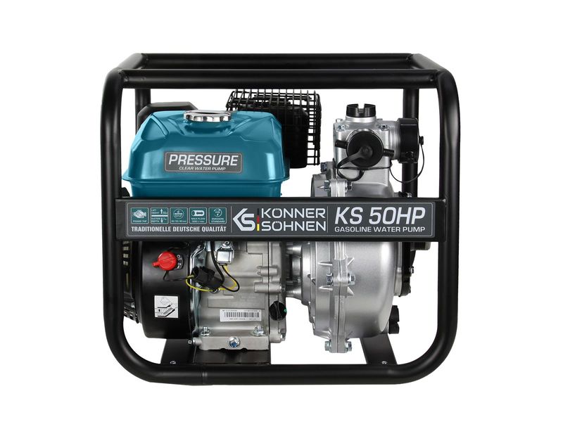Мотопомпа бензиновая высоконапорная Könner & Söhnen KS 50HP, 500 л/мин, всасывание до 7 м, высота до 50 м, 212 м3, 7 л.с. фото