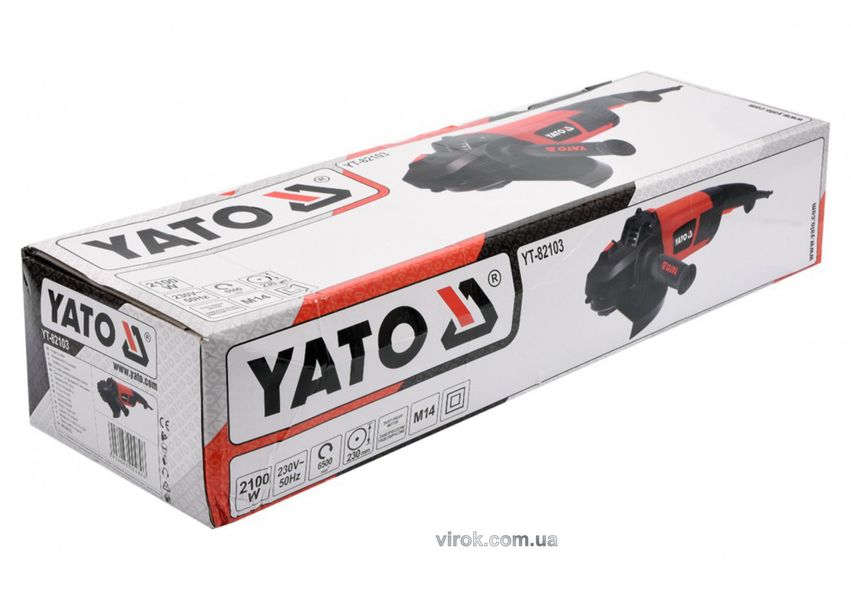 Шлифмашина угловая YATO YT-82103, 230 мм, 2100 Вт, 6300 об/мин фото
