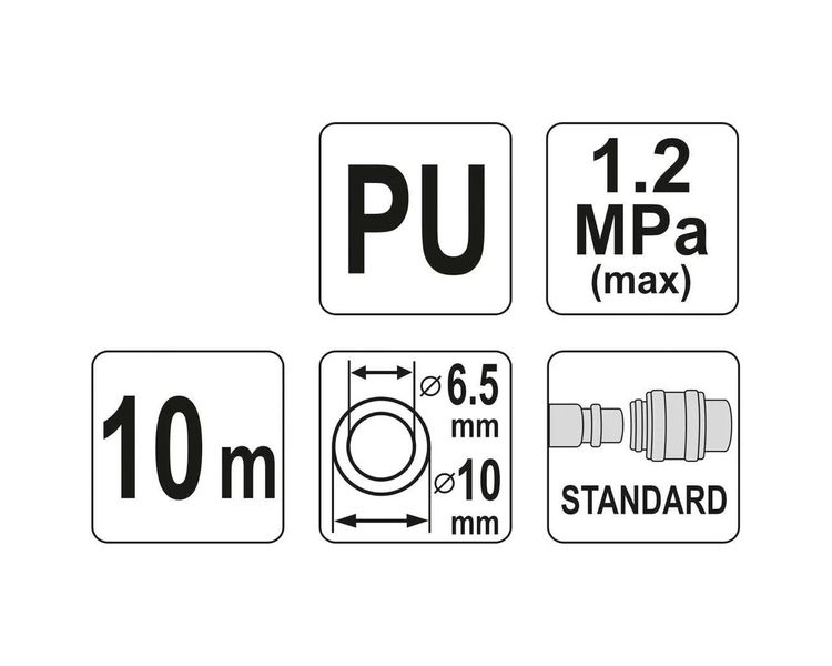 Шланг пневматический спиральный полиуретановый YATO YT-24205, 6.5х10 мм, 10 м фото