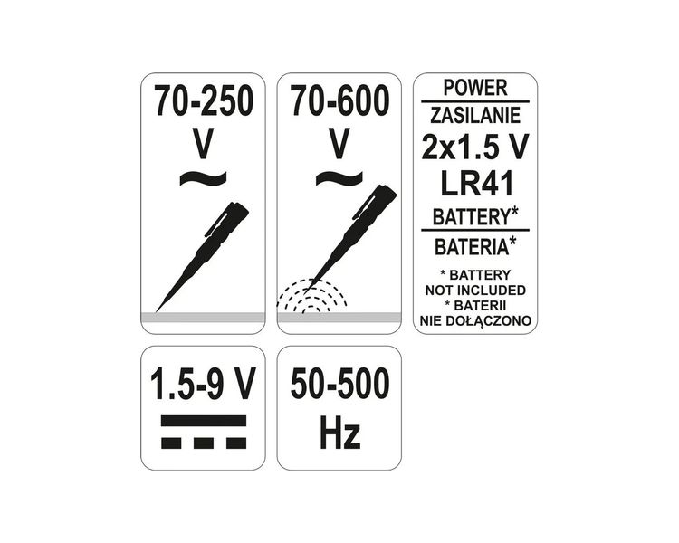 LED індикатор напруги комбінований YATO YT-2864, 4 функції, 70-600 V фото
