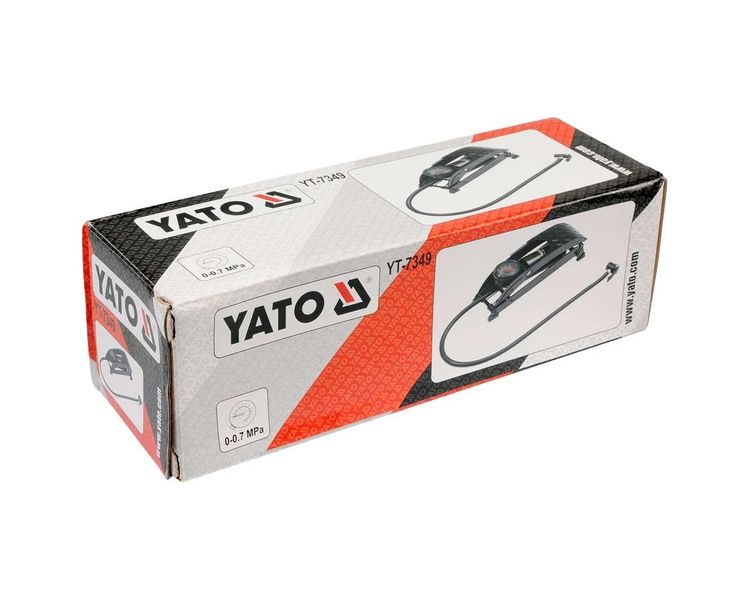 Насос ножной усиленный с манометром YATO YT-7349, до 0.7 МПа фото