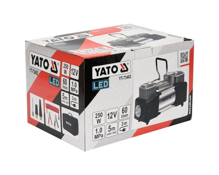 Автомобильный компрессор 12В YATO YT-73462, 60 л/мин, 1 МПа фото