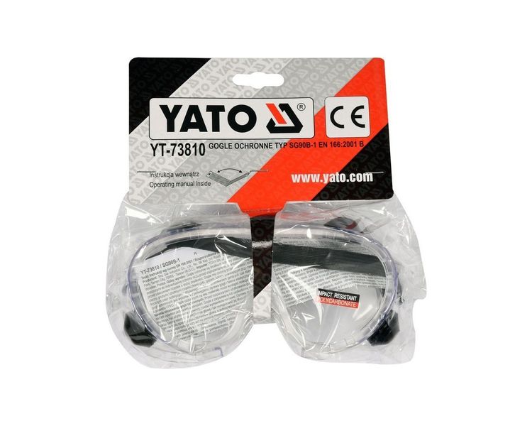 Окуляри захисні закритого типу YATO YT-73810, прозорі, з еластичним пояском фото