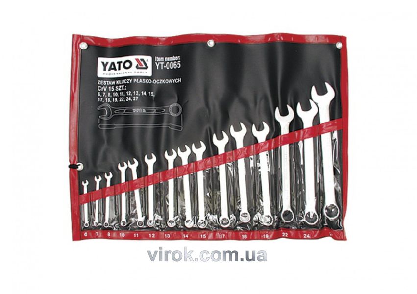Набор ключей рожково-накидных YATO YT-0065, М6-27 мм 15 шт. фото