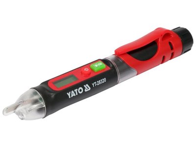 Индикатор напряжения бесконтактный YATO YT-28320, 12-1000 В, регулировка чувствительности, LCD, LED, зуммер фото
