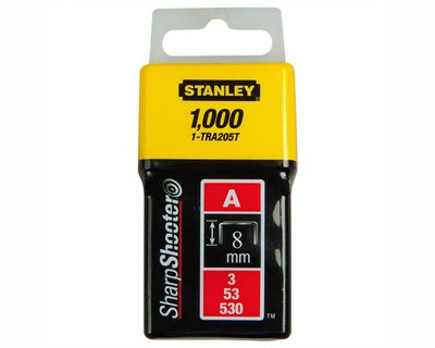 Скоби для степлера тип "A" STANLEY "Light Duty", висота 8 мм, 11.3х0.7 мм, 1000 шт фото