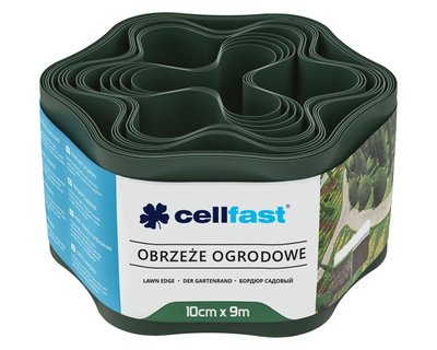 Стрічка бордюрна садова Cellfast 30-021H, 100 мм х 9 м, темно-зелена фото
