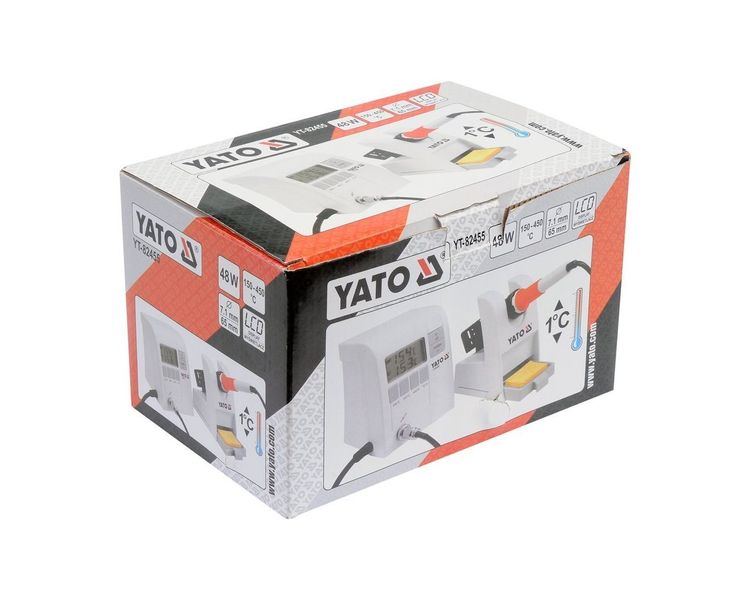 Паяльная станция цифровая YATO YT-82455, 48 Вт, 150-450 °С, ЖК дисплей фото