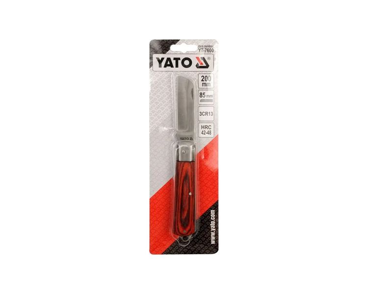 Нож электрика с прямым лезвием складной YATO YT-7600, лезвие 85 мм, 200 мм фото