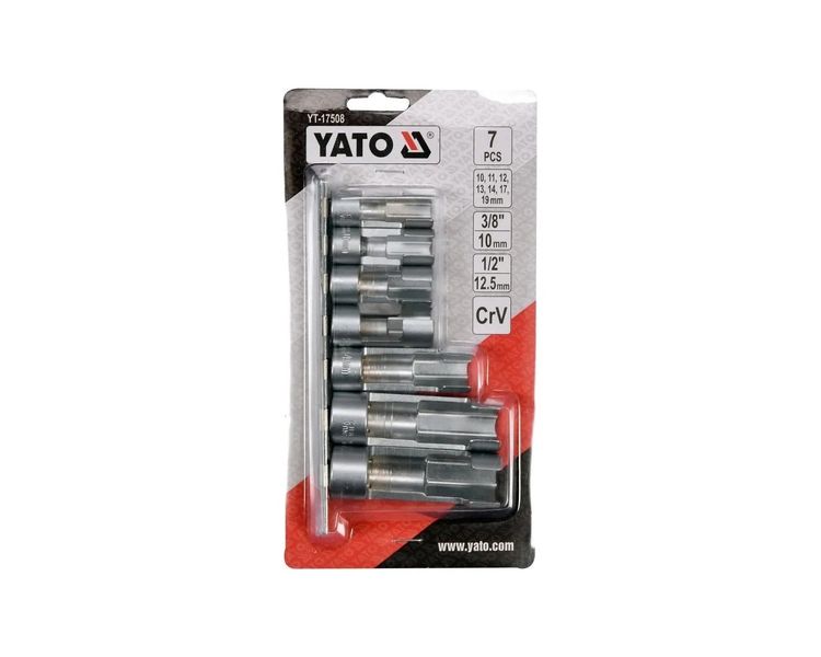 Головки для лямбда-зонда YATO YT-17508, М10-19 мм, 7 шт. фото