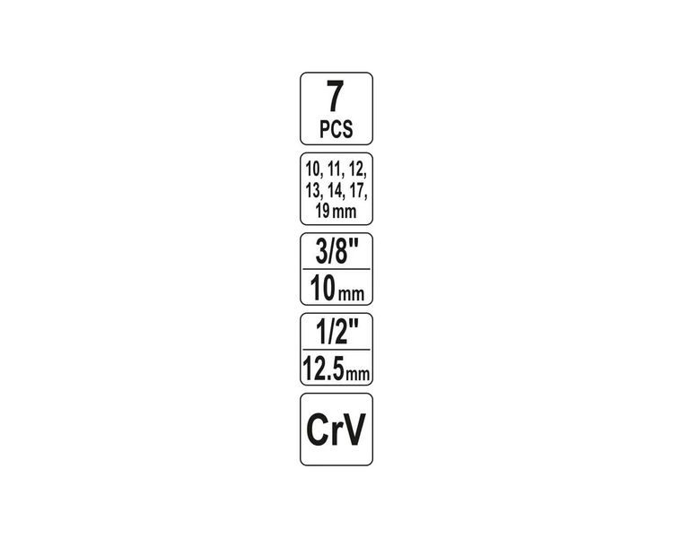 Головки для лямбда-зонда YATO YT-17508, М10-19 мм, 7 шт. фото