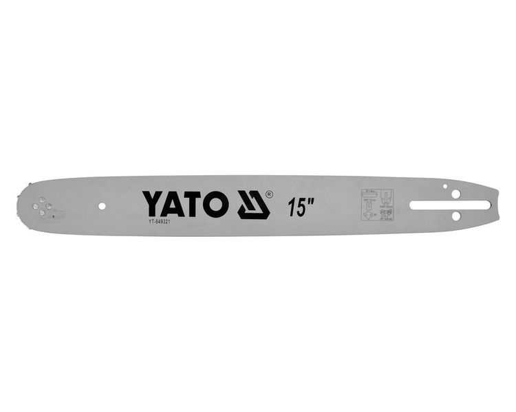 Шина для бензопилы 15" (38 см) YATO YT-84932, толщина 1.5 мм, для цепи на 56 звеньев, шаг 3/8″ фото
