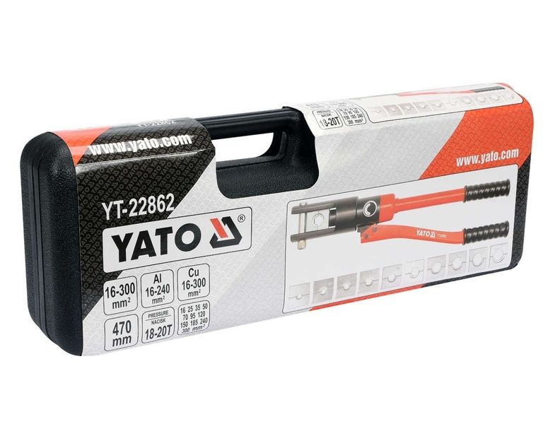 Обжимка наконечников гидравлическая YATO YT-22862, 16-300 мм2, 20 т, 470 мм фото