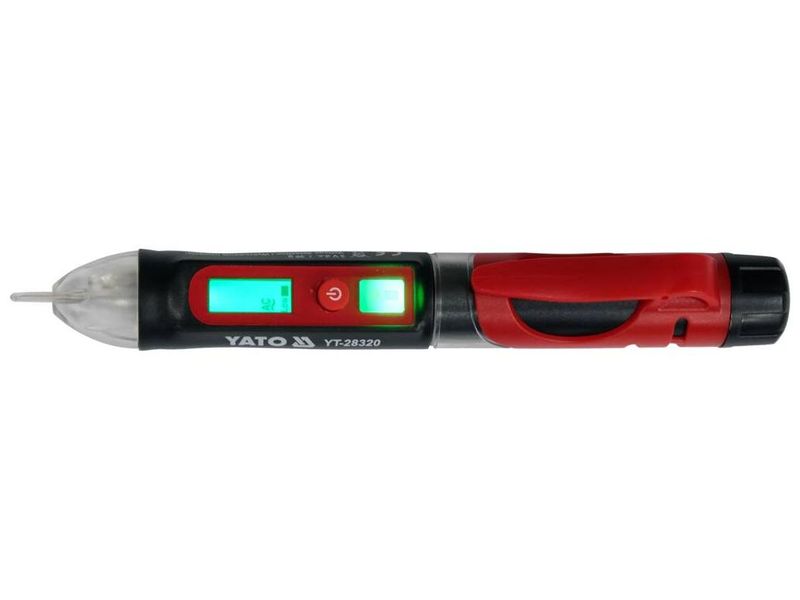Индикатор напряжения бесконтактный YATO YT-28320, 12-1000 В, регулировка чувствительности, LCD, LED, зуммер фото