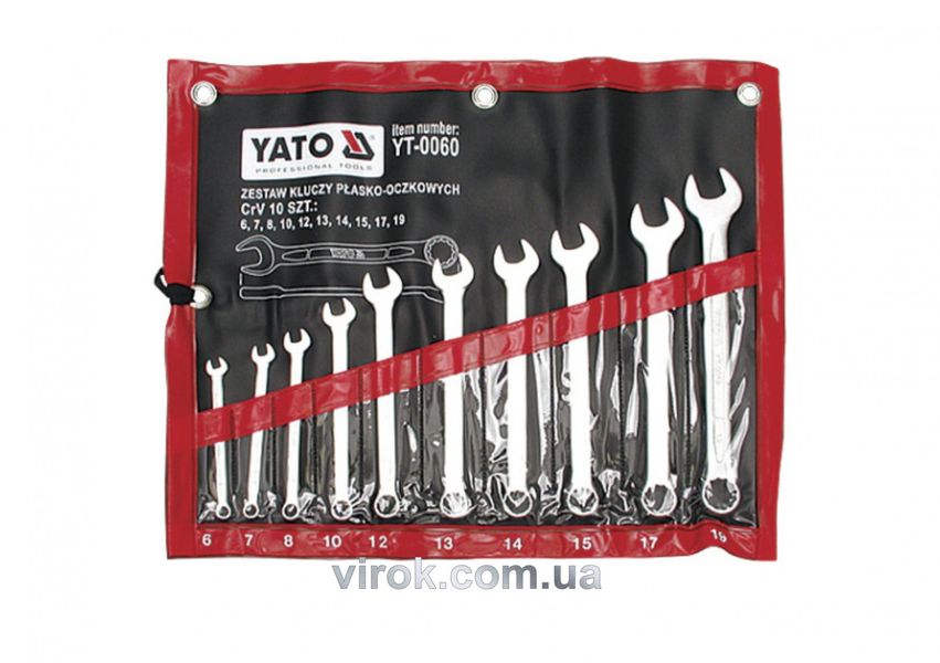 Набір ключів ріжково-накидних YATO YT-0060, М6-19 мм 10 шт фото