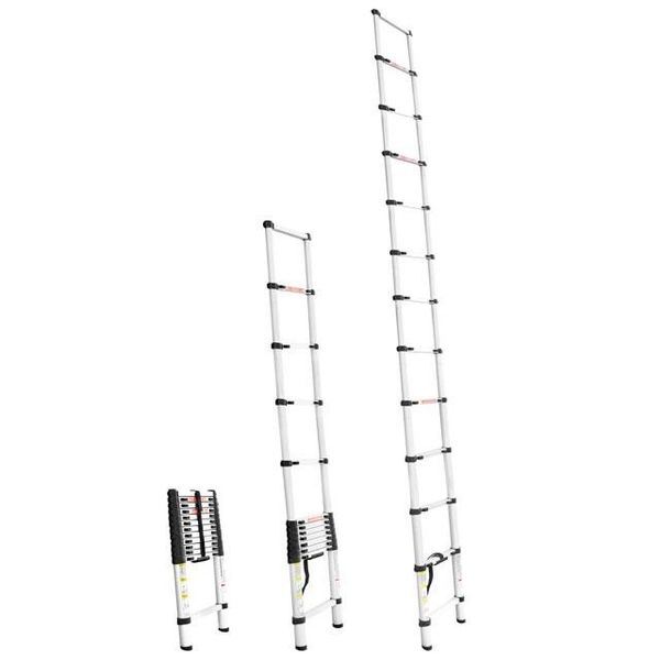Драбина алюмінієва телескопічна 3.8 м, 12 сходинок, INTERTOOL LT-3038 фото