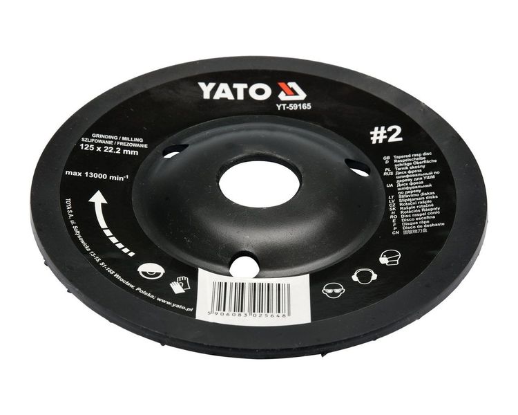 Диск-фреза по дереву для УШМ выпуклый YATO YT-59165, 125х22.2 мм, шероховатость №2 фото