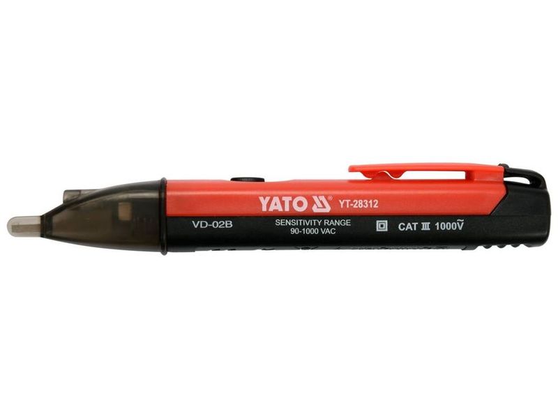 Індикатор напруги індукційний YATO YT-28312, 90-1000 В, LED індикатори, підсвітка фото