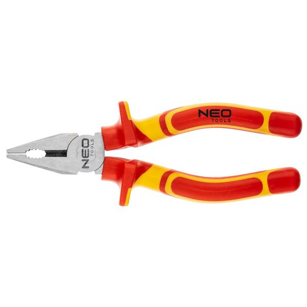 Плоскогубцы диэлектрические Neo Tools 01-221, 180 мм, полированная сталь CrV, изоляция до 1000В фото