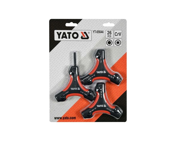 Ключи шестигранные в держателе YATO YT-05644, комплект 3 набора фото