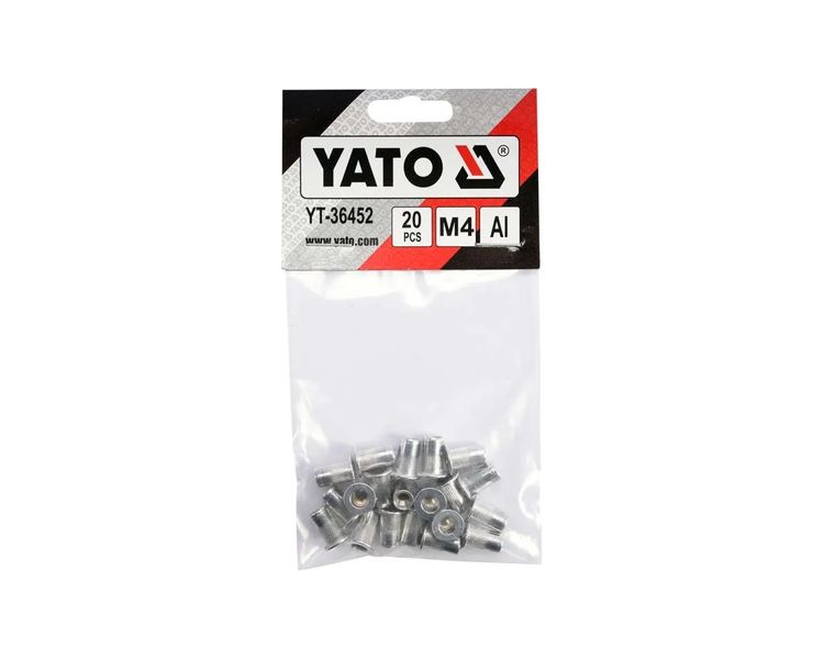 Заклепка різьбова алюмінієва М4 YATO YT-36452, 11 мм, 20 шт фото