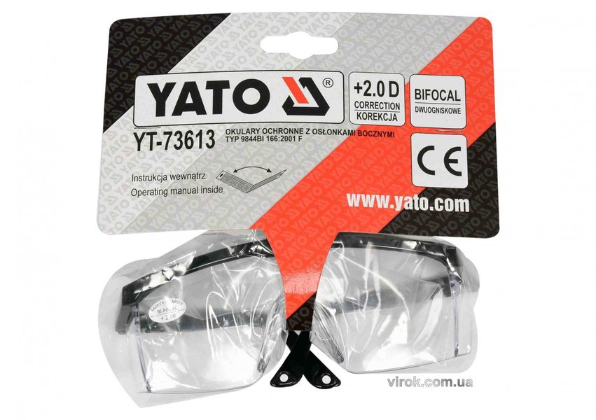 Очки защитные с коррекцией зрения +2.0 диоптрии YATO YT-73613 фото