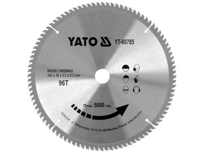 Диск по дереву 305 мм YATO YT-60785, пропил 3.2 мм, посадка 30 мм, 96Т фото