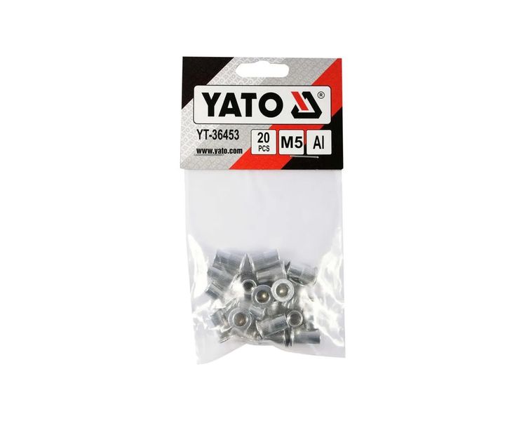 Заклепка різьбова алюмінієва М5 YATO YT-36453, 12 мм, 20 шт фото