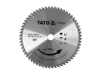 Диск по дереву 305 мм YATO YT-60784, пропил 3.2 мм, посадка 30 мм, 60Т фото