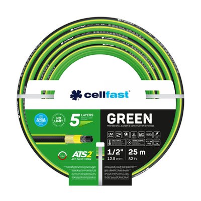 Шланг садовый 1/2" пятислойный 25 м Cellfast GREEN ATS2™ (15-100), до 30 бар фото