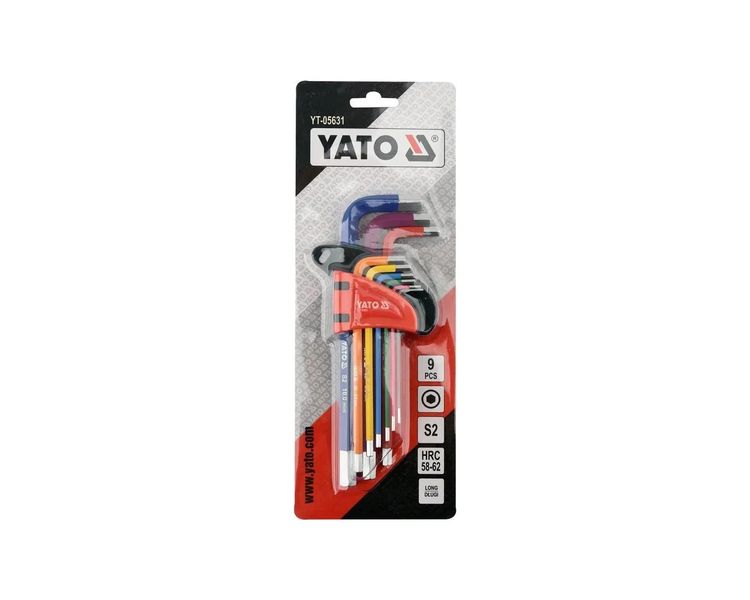 Набор имбусовых ключей YATO YT-05631, HEX 1.5-10 мм, 9 шт. фото