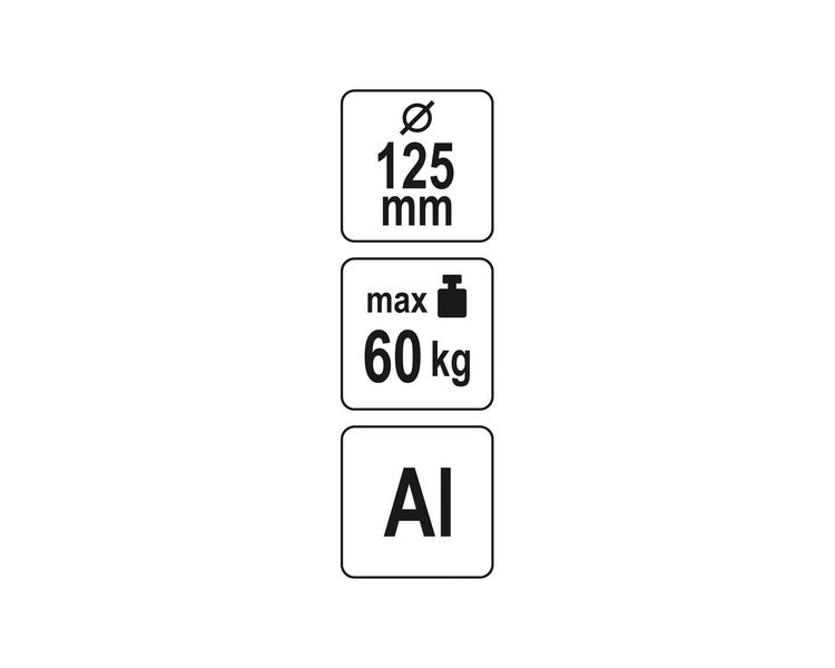 Присоска вакуумна одинарна алюмінієва YATO YT-37235, 125 мм, до 60 кг фото
