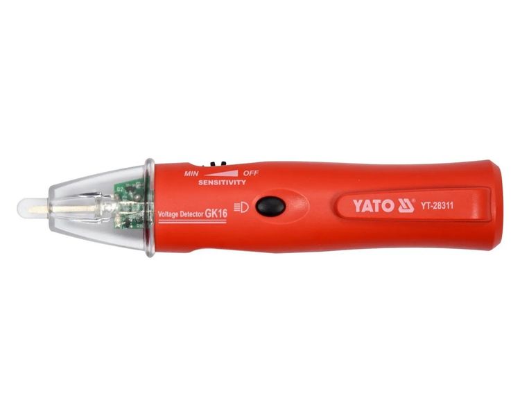 Індукційний тестер напруги YATO YT-28311, ліхтарик, звукова індикація, 5-1000 В фото