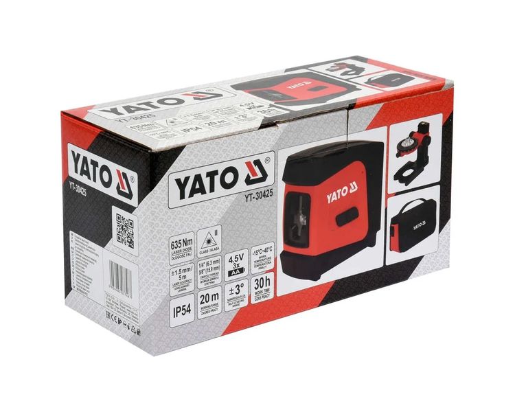 Нівелір лазерний самовирівнюючий YATO YT-30425, до 20 м, ± 1.5 мм/5 м фото