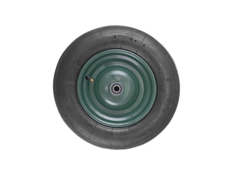 Пневматическое колесо с камерой для тачки MASTERTOOL, размер 3.5х8, Ø 37 см, подшипник фото