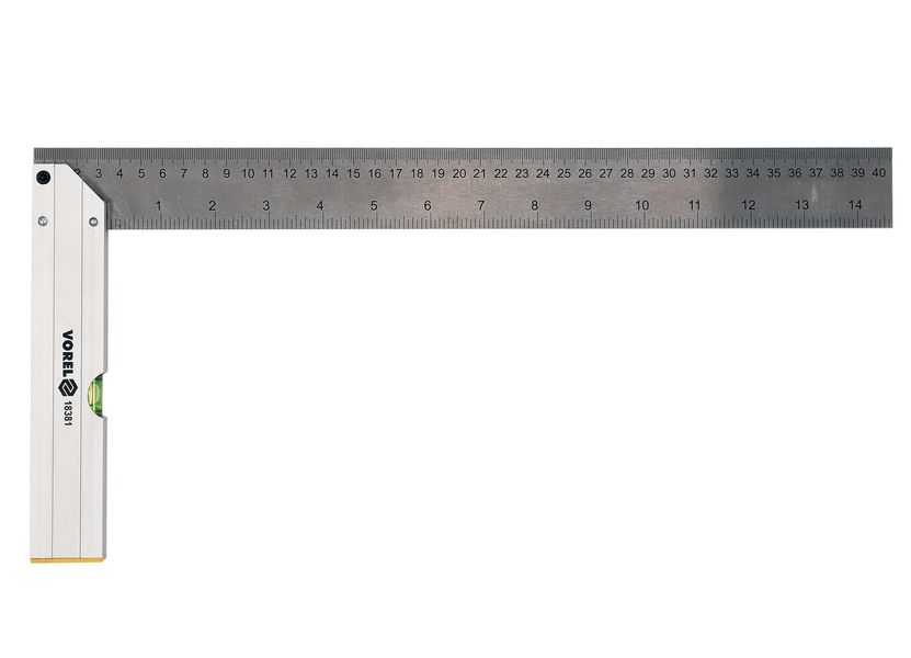 Кутник комбінований VOREL з рівнем, 400 мм (ал+нерж) фото